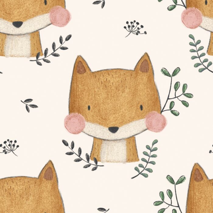 Tissu Imprimé Renard Mignon, 7 tissus au choix