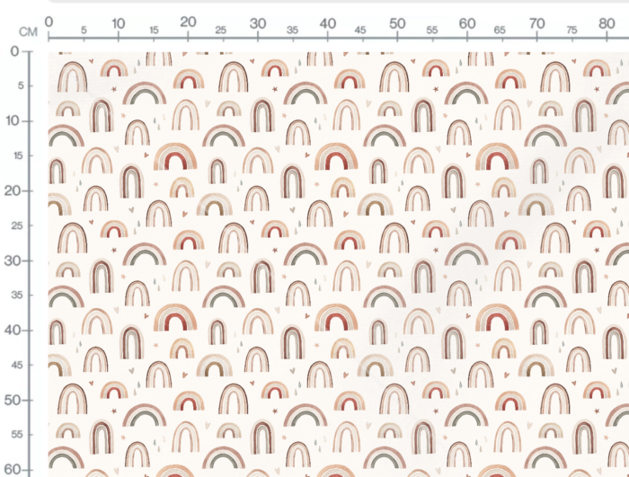 Tissu Imprimé Arc-en-ciel Coeurs Beige, 7 tissus au choix – Image 2