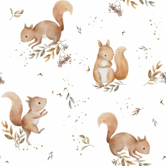 Tissu Imprimé Bébé Écureuil Mignon, 10 tissus au choix