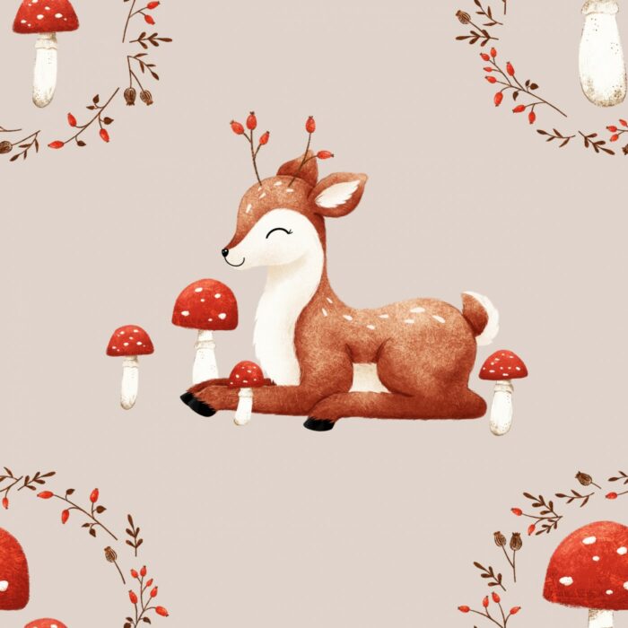 Tissu Imprimé Bébé Faon Automne, 7 tissus au choix