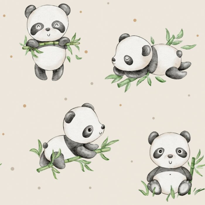 Tissu Imprimé Bébé Panda Bambou, 7 tissus au choix