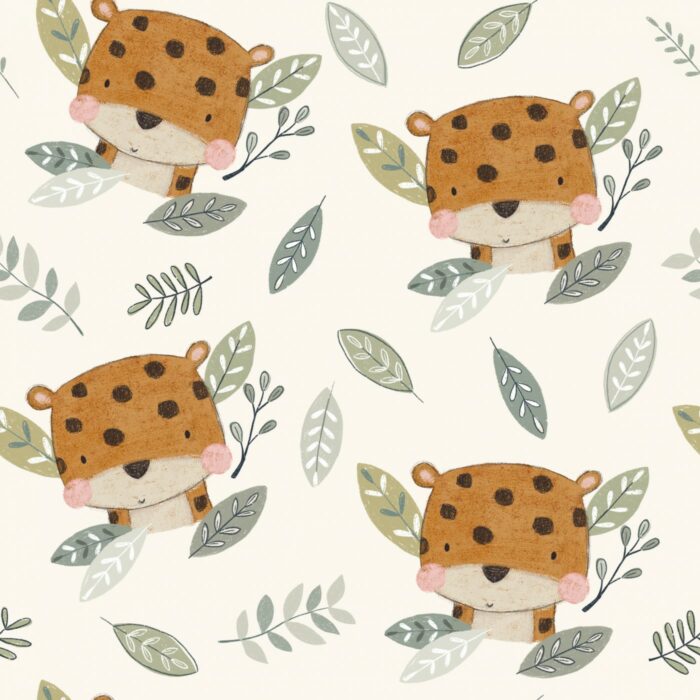 Tissu Imprimé Safari Léopard Mignon, 7 tissus au choix