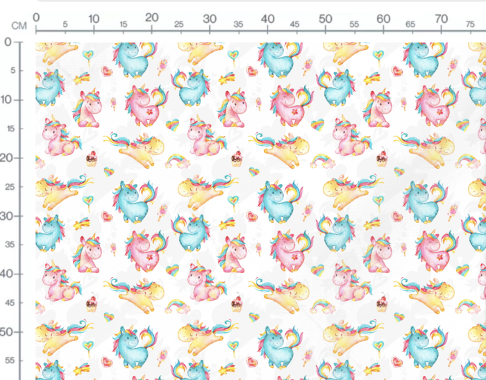 Tissu Imprimé Bébé Licorne Blanc, 10 tissus au choix – Image 3