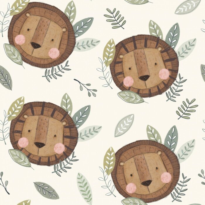 Tissu Imprimé Safari Lion Mignon Marron, 10 tissus au choix – Image 4