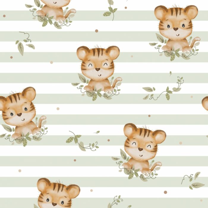 Tissu Imprimé Bébé Tigre Rayé, 10 tissus au choix
