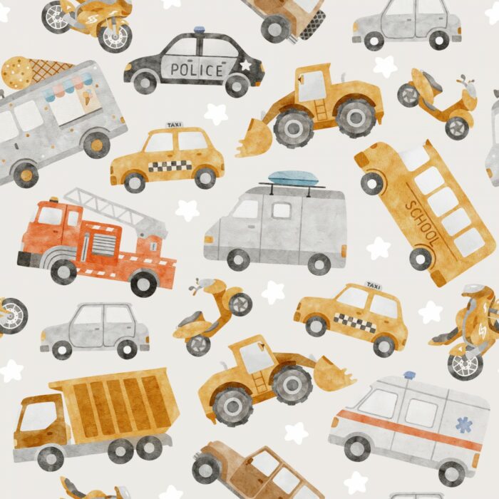 Tissu Imprimé Camions Voitures, 10 tissus au choix