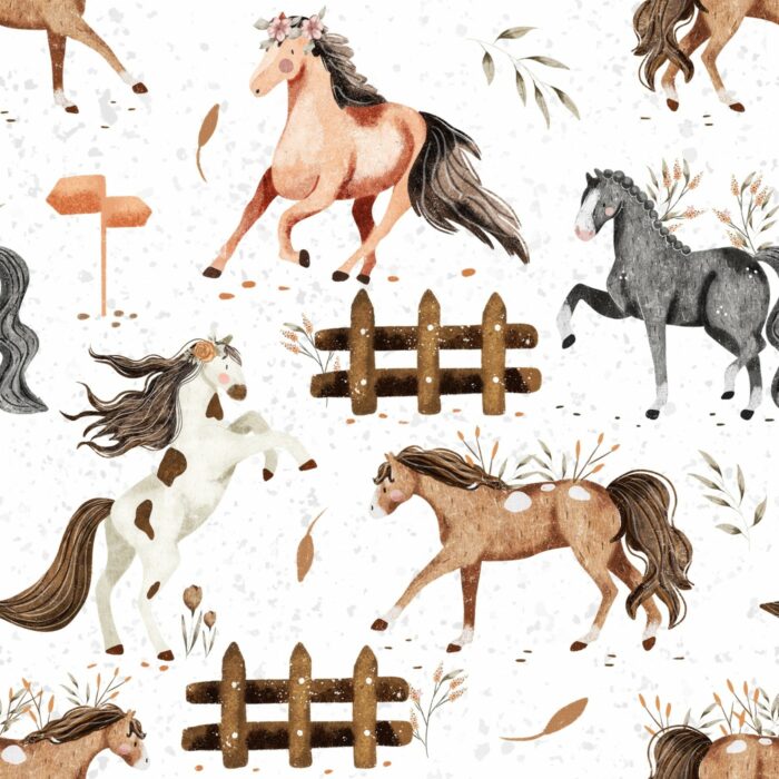 Tissu Imprimé Chevaux, 7 tissus au choix