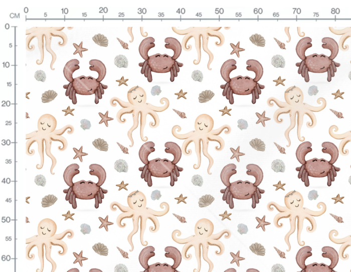 Tissu Imprimé Crabe Mignon, 7 tissus au choix – Image 3