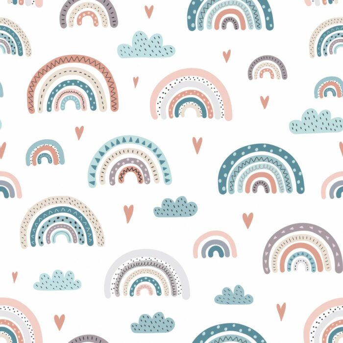 Tissu Imprimé Arc-en-ciel Bleu, 7 tissus au choix