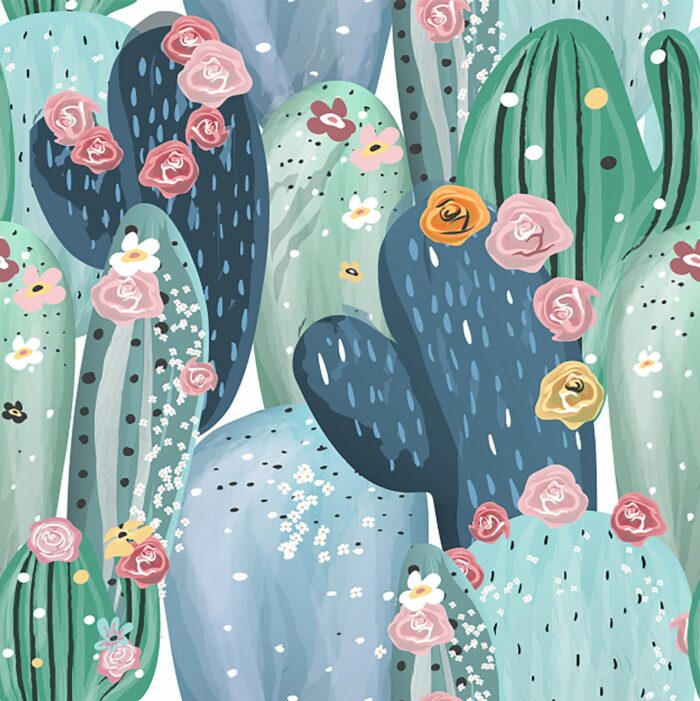 Tissu Imprimé Fleuri Cactus , 7 tissus au choix