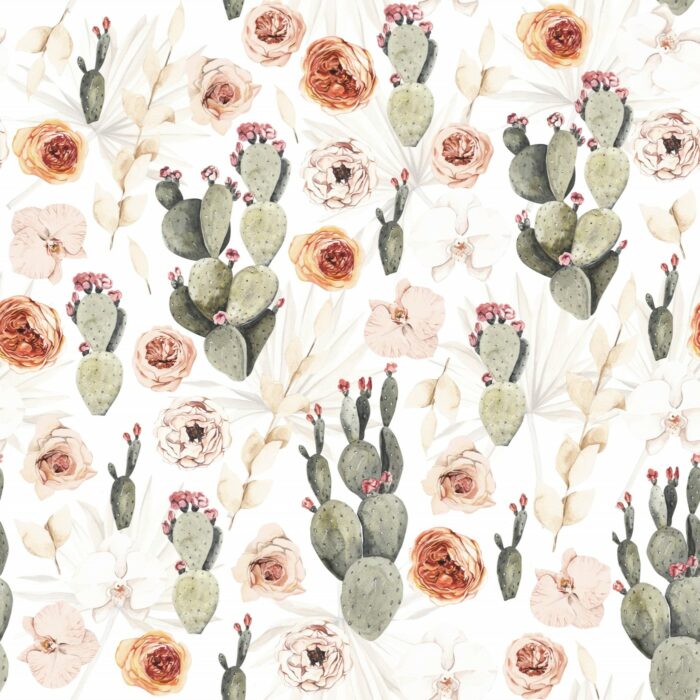 Tissu Imprimé Fleuri Cactus Roses , 7 tissus au choix