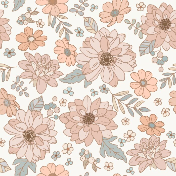 Tissu Imprimé Fleuri Douceur Rose, 7 tissus au choix