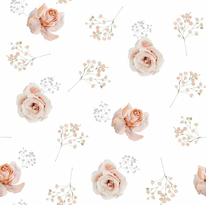 Tissu Imprimé Fleuri Douceur Roses, 7 tissus au choix