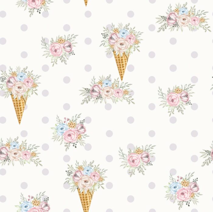 Tissu Imprimé Fleuri Glaces, 7 tissus au choix