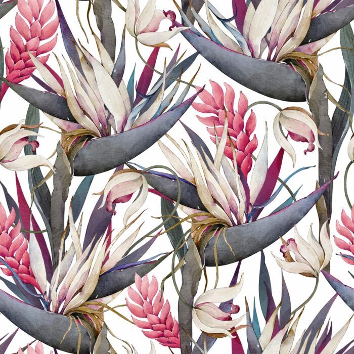 Tissu Imprimé Fleuri Oiseau de Paradis, 7 tissus au choix