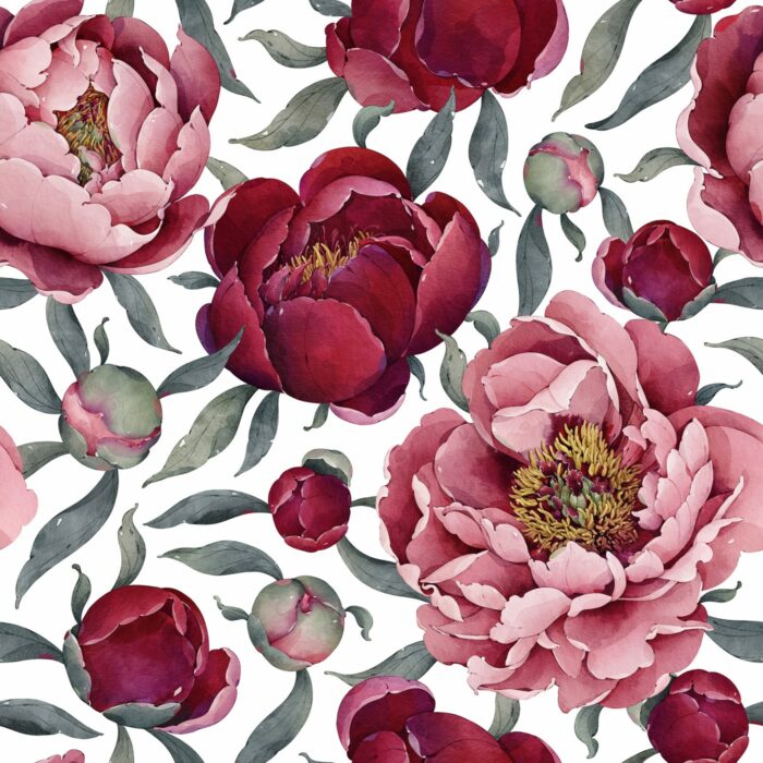 Tissu Imprimé Fleuri Pivoines, 7 tissus au choix