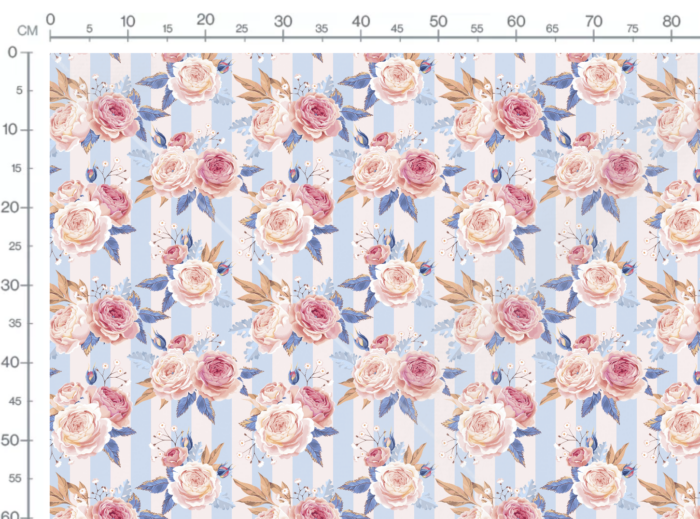 Tissu Imprimé Fleuri Raye Bleu Rose, 7 tissus au choix – Image 3