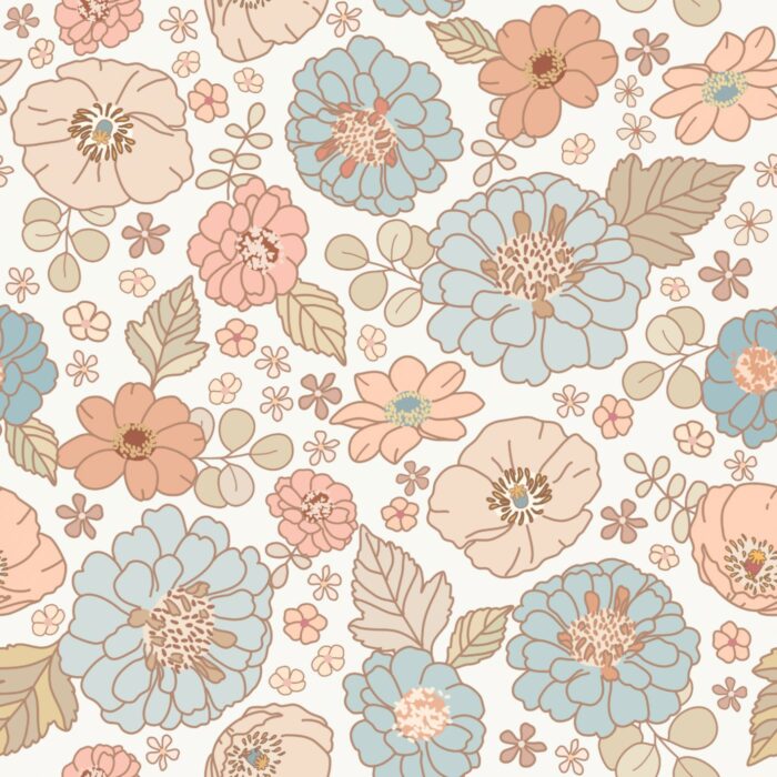 Tissu Imprimé Fleuri Rose Pastel, 7 tissus au choix