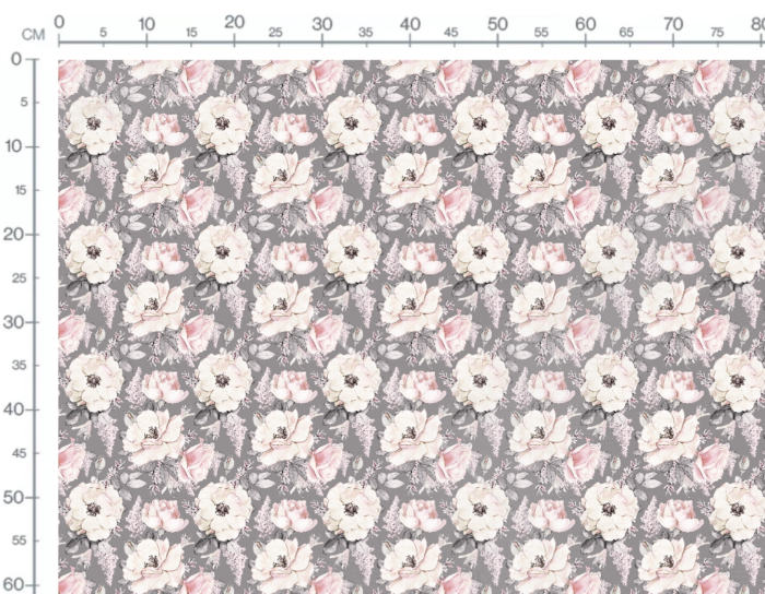 Tissu Imprimé Fleuri Roses Gris, 7 tissus au choix – Image 3