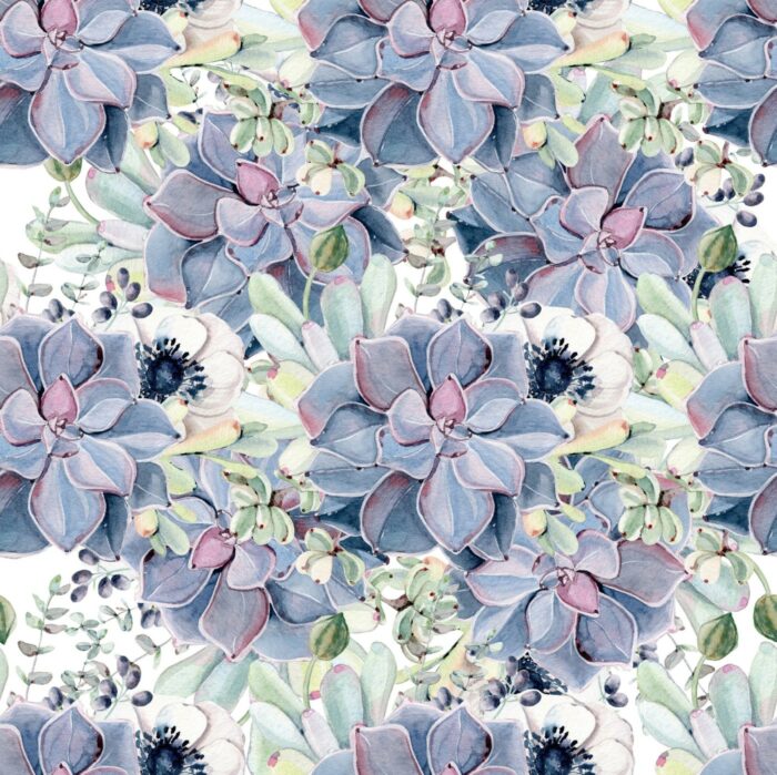 Tissu Imprimé Fleuri Succulents, 7 tissus au choix