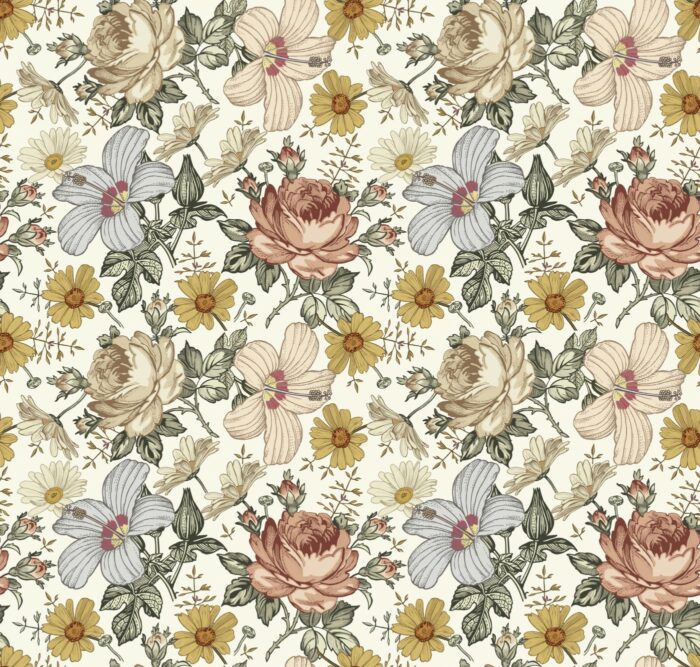 Tissu Imprimé Fleurs Vintage, 11 tissus au choix