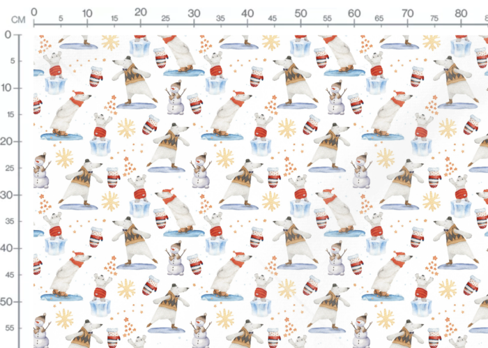 Tissu Imprimé Hiver Animaux Neige, 7 tissus au choix – Image 2