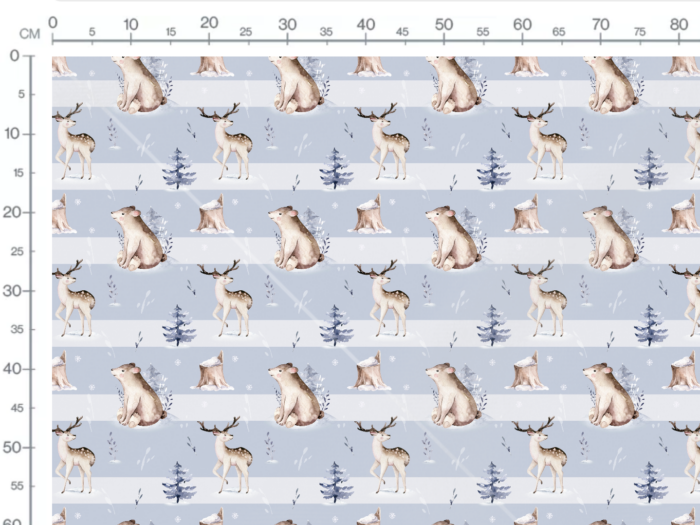 Tissu Imprimé Hiver Animaux Rayé, 7 tissus au choix – Image 3
