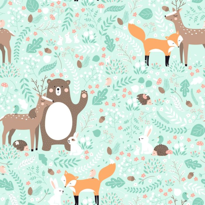 Tissu Imprimé Hiver Foret Magique, 7 tissus au choix