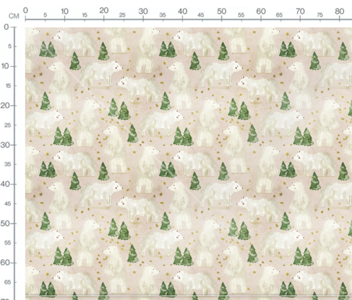 Tissu Imprimé Hiver Ours Blanc, 7 tissus au choix – Image 2
