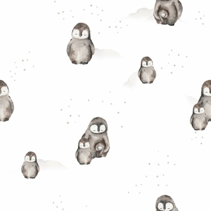 Tissu Imprimé Hiver Pingouin Famille, 7 tissus au choix