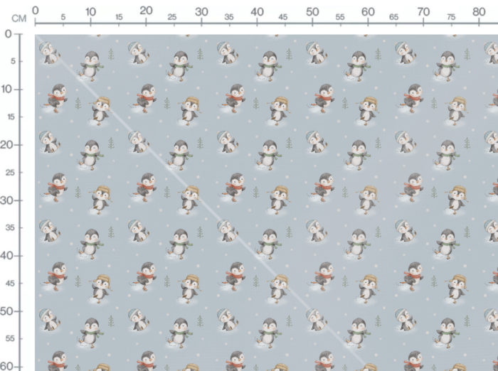Tissu Imprimé Hiver Pingouin Mignon, 7 tissus au choix – Image 2