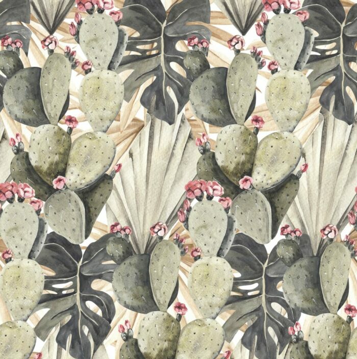 Tissu Imprimé Fleuri Jungle Cactus , 7 tissus au choix