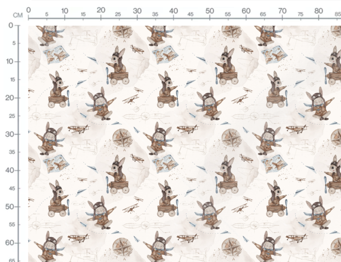 Tissu Imprimé Lapin Mignon Avion, 7 tissus au choix – Image 3