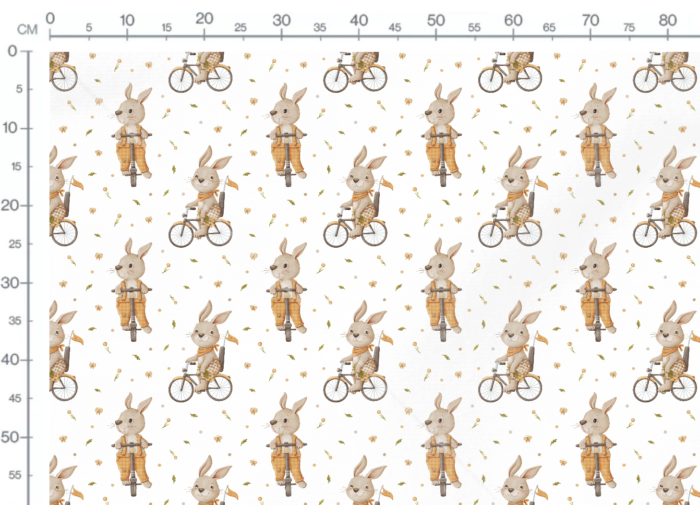 Tissu Imprimé Lapin Vélo, 7 tissus au choix – Image 2