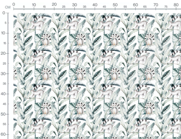 Tissu Imprimé Lémurien Aquarelle, 10 tissus au choix – Image 2