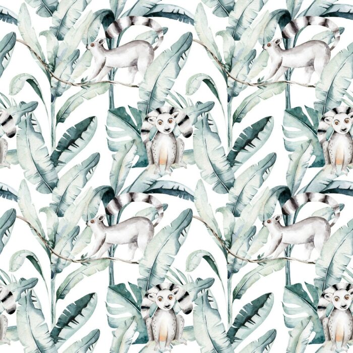 Tissu Imprimé Lémurien Aquarelle, 10 tissus au choix