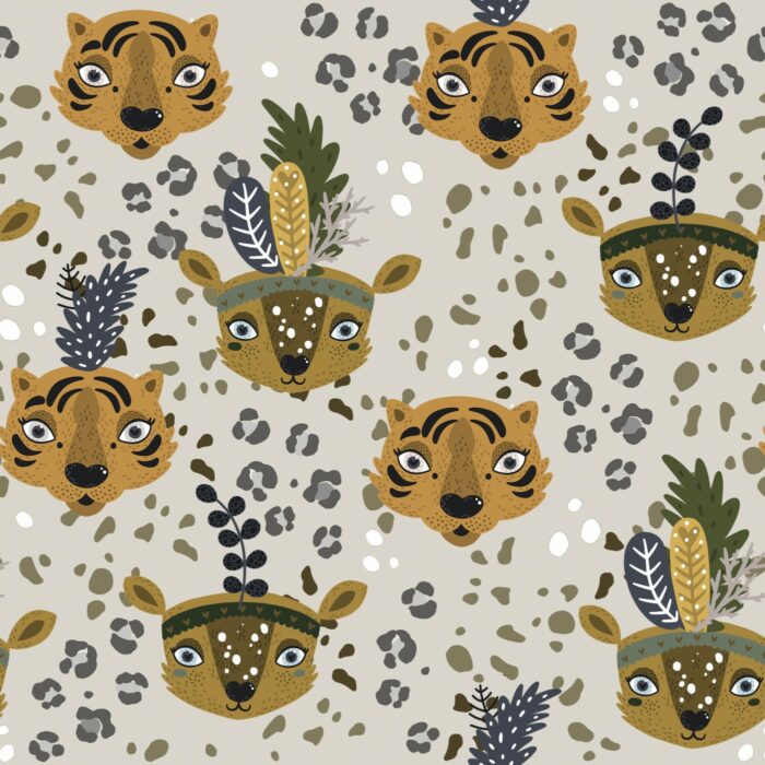 Tissu Imprimé Leopard Mignon Vert, 10 tissus au choix