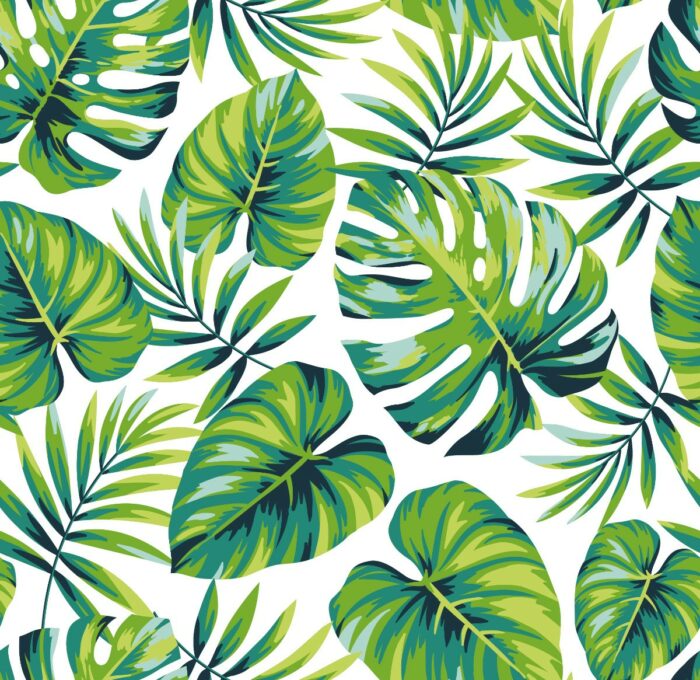 Tissu Imprimé Monstera Vert, 7 tissus au choix