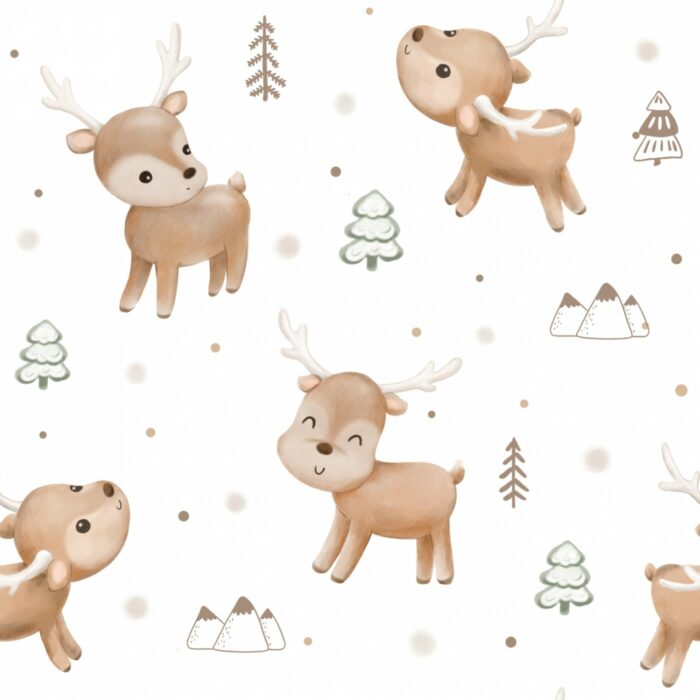 Tissu Imprimé Noel Bébé Renne, 7 tissus au choix