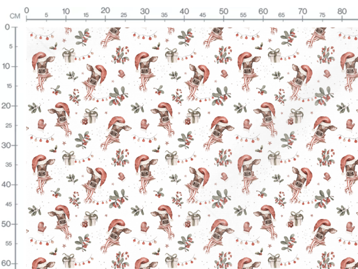 Tissu Imprimé Noel Vache Rigolote, 7 tissus au choix – Image 3