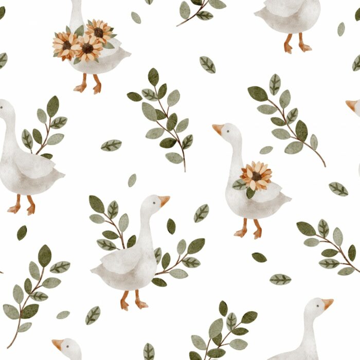 Tissu Imprimé Oie Fleurs, 7 tissus au choix