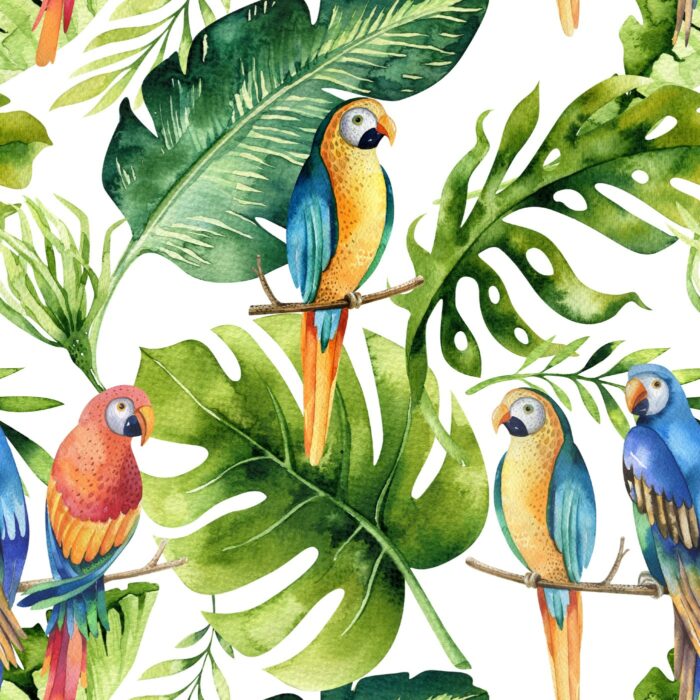 Tissu Imprimé Oiseau Tropical, 7 tissus au choix