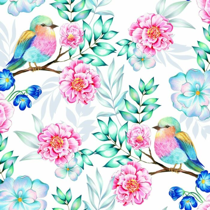 Tissu Imprimé Oiseaux Colorés, 7 tissus au choix