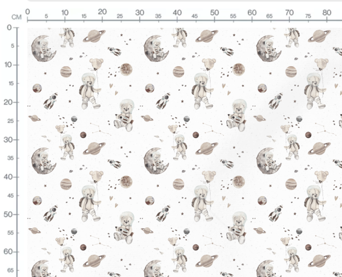 Tissu Imprimé Ourson Espace Blanc, 7 tissus au choix – Image 3