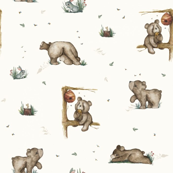 Tissu Imprimé Ourson Mignon Miel, 11 tissus au choix