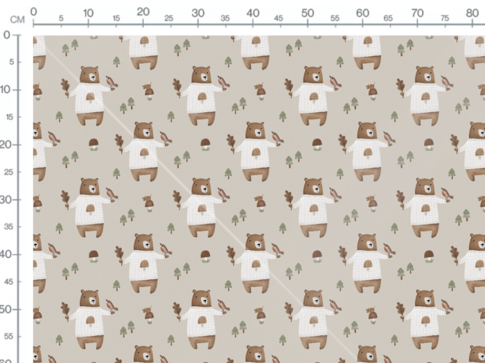 Tissu Imprimé Ourson Oiseau, 7 tissus au choix – Image 3