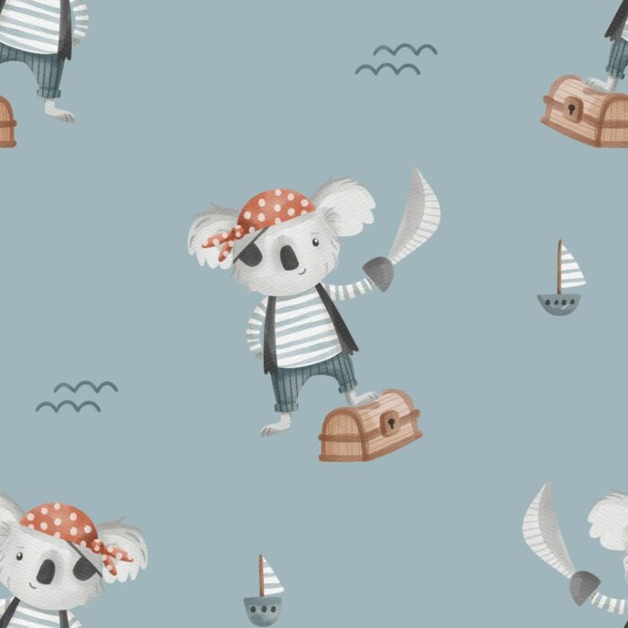 Tissu Imprimé Panda Pirate, 7 tissus au choix