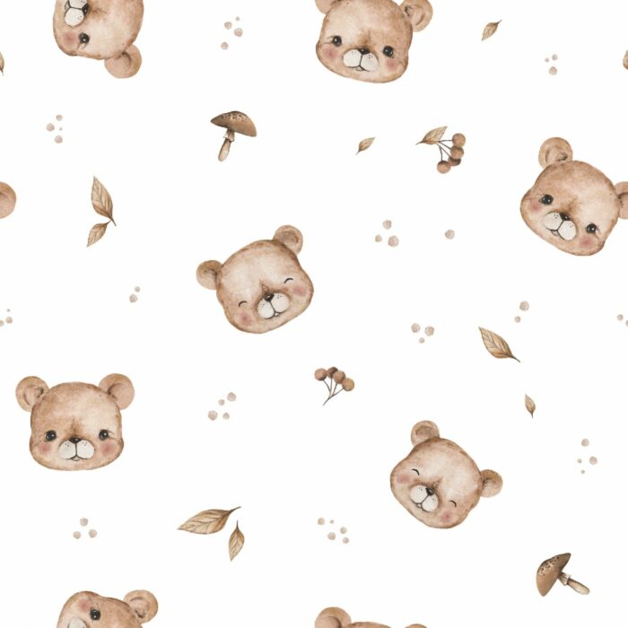 Tissu Imprimé Petit Ourson Adorable, 7 tissus au choix
