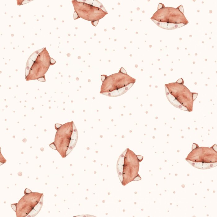 Tissu Imprimé Petit Renard Pois, 7 tissus au choix