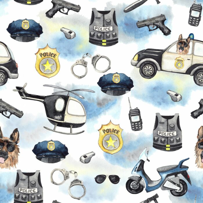 Tissu Imprimé Police, 7 tissus au choix